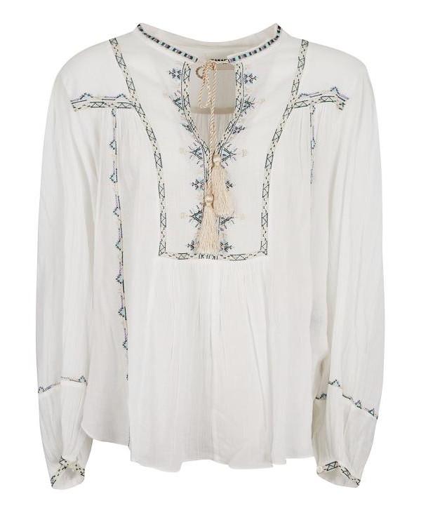 Isabel Marant SILEKIA Cotton Shirt White Round Neck Knit
