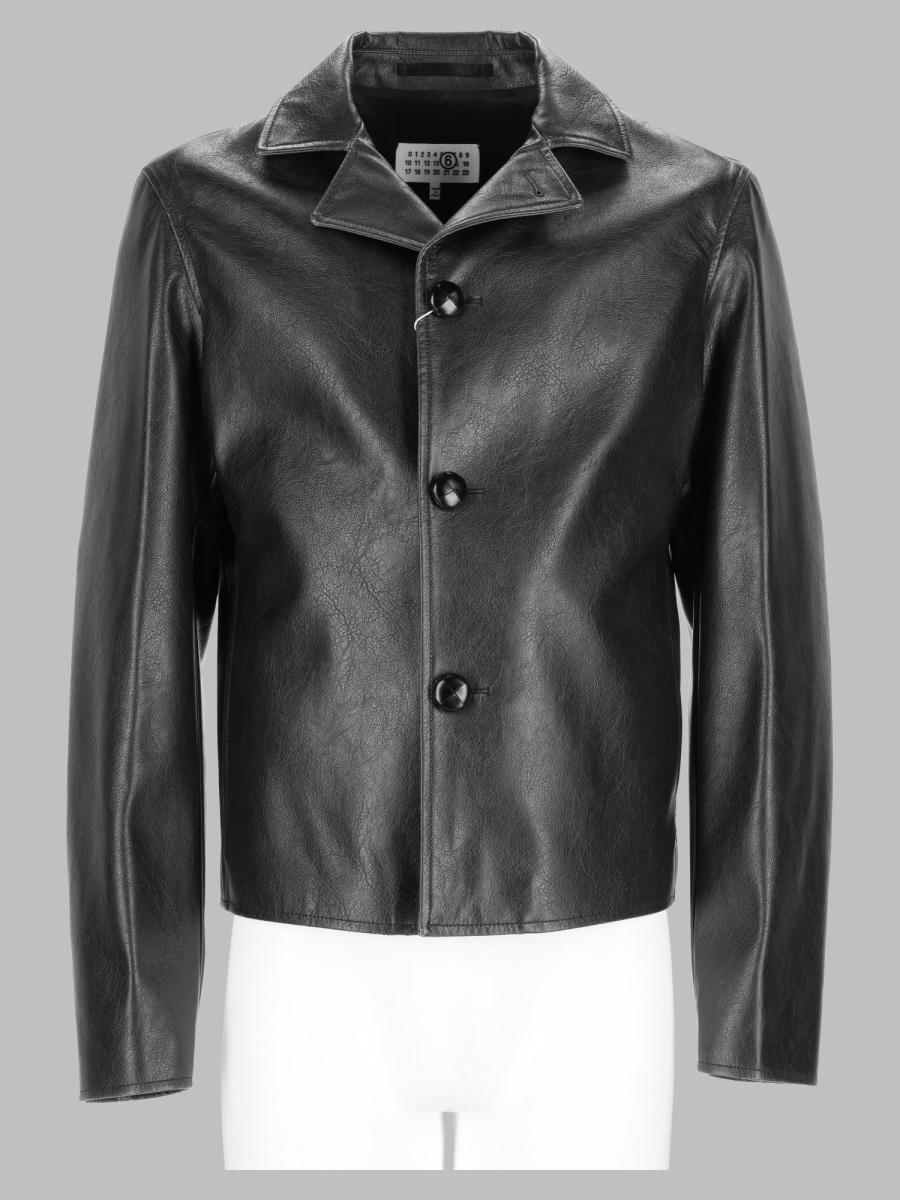 Maison Margiela Black Leather Biker Jacket for Men