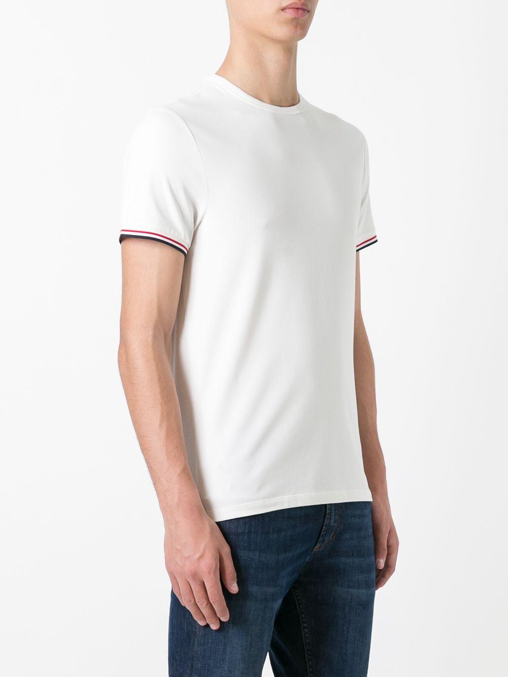 Moncler Navy White Tricolor Sleeve Short Sleeve T-Shirt Unisex