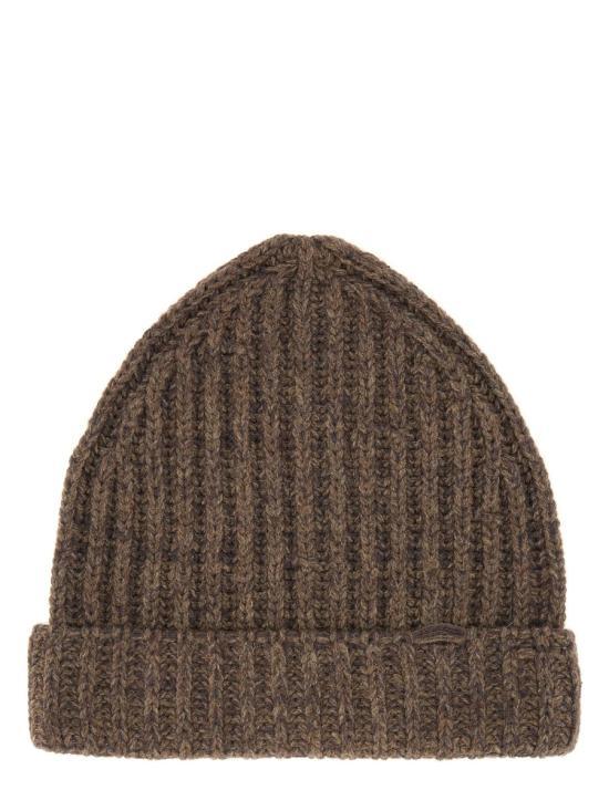 Maison Margiela Brown Rib Knit Beanie Hat