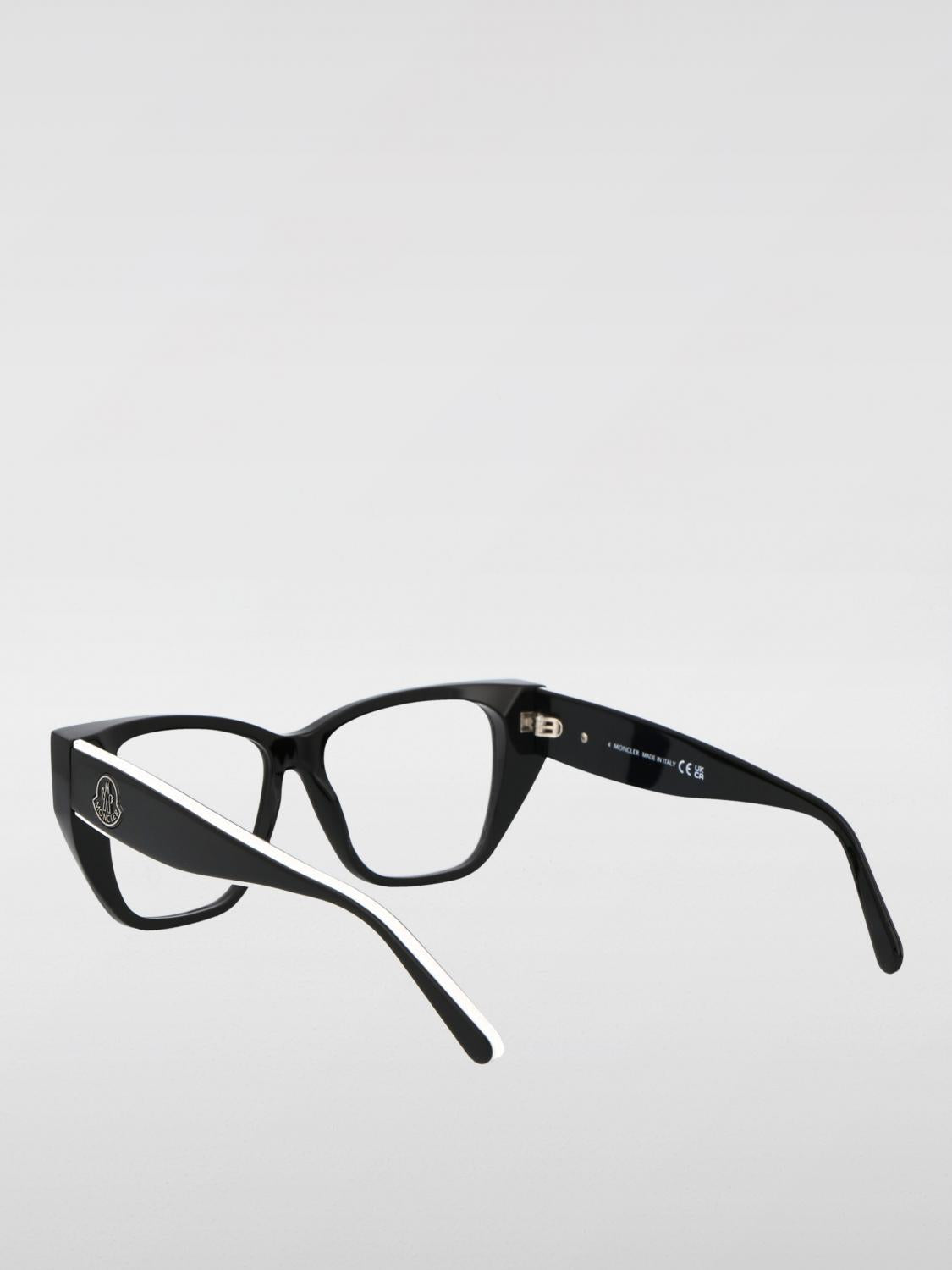Moncler Black Acetate Round Eyeglasses