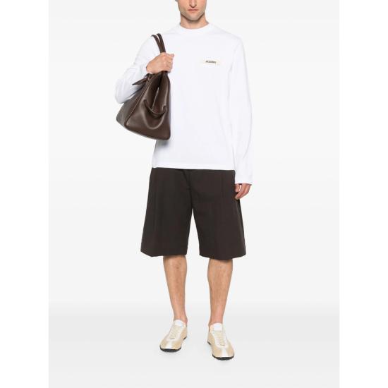 JACQUEMUS White Grograin Logo Long Sleeve Sweatshirt TSM00570 AJ00226100