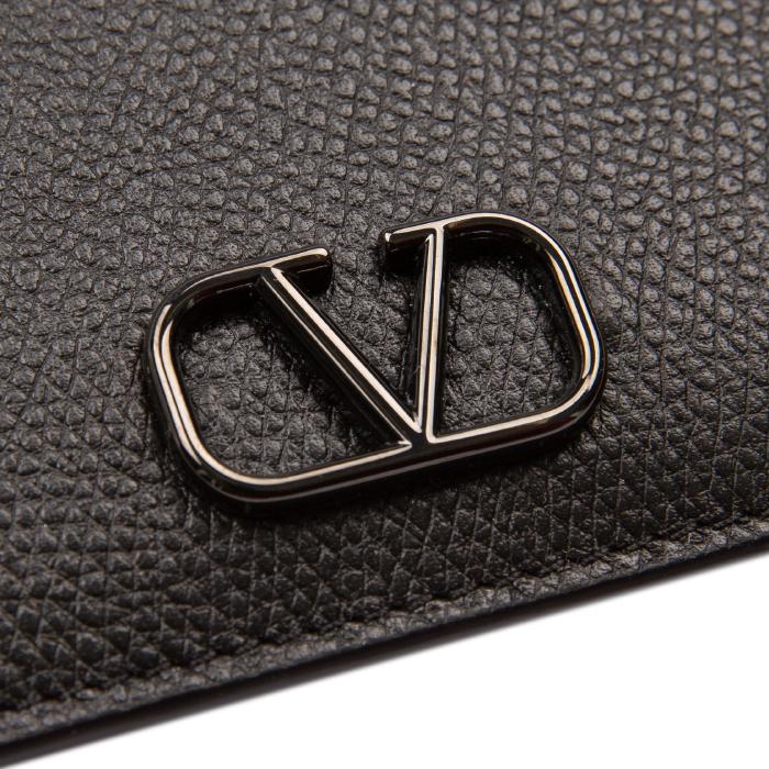 VALENTINO Logo Leather Card Holder Black Unisex
