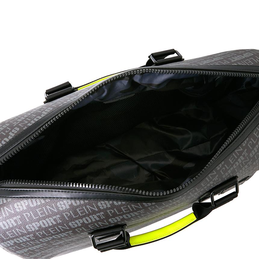 PLEIN SPORT Men’s Duffel Bag Black Nylon Tote Bag