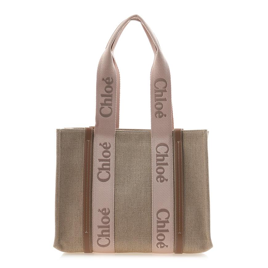 Chloe Linen Woody Tote Bag for Women CHC23AS383L17 26Y
