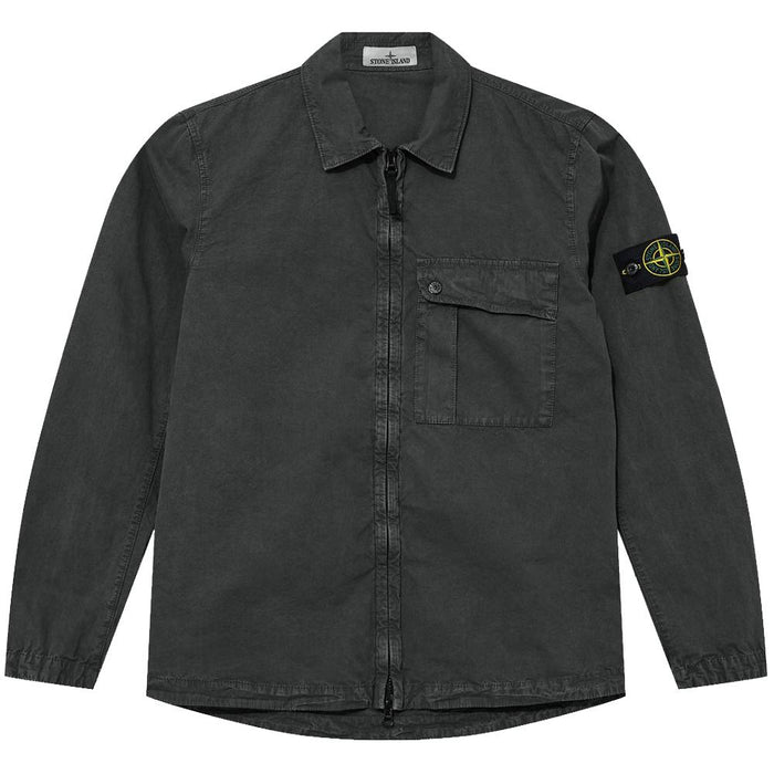 STONE ISLAND Charcoal Woven Overshirt Jacket with Patch Pocket 8015119WN V0165