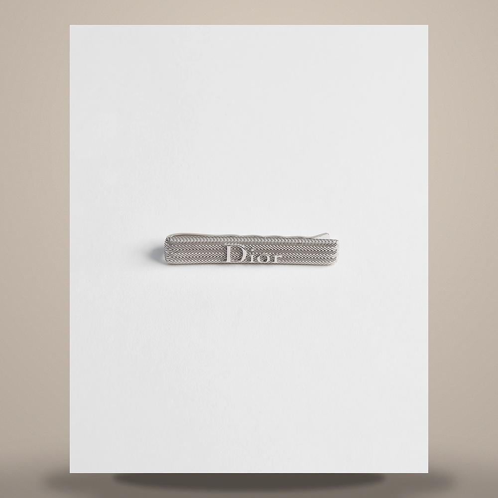 DIOR Silver Guilloche Tie Clip V1825HOMST D990