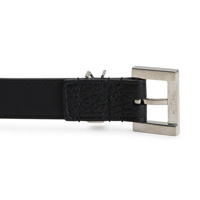 Saint Laurent Monogram Leather Men's Belt Black