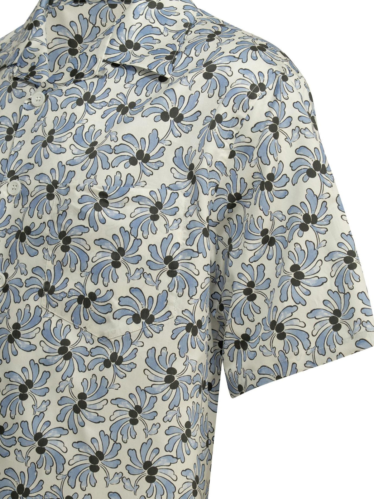 PRADA Black Cotton Short Sleeve Button-Up Shirt