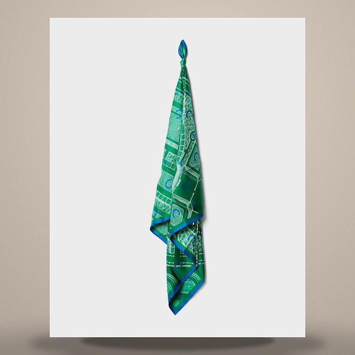 CELINE Turquoise Black Silk Twill Square Scarf 2AW903J49 06TK