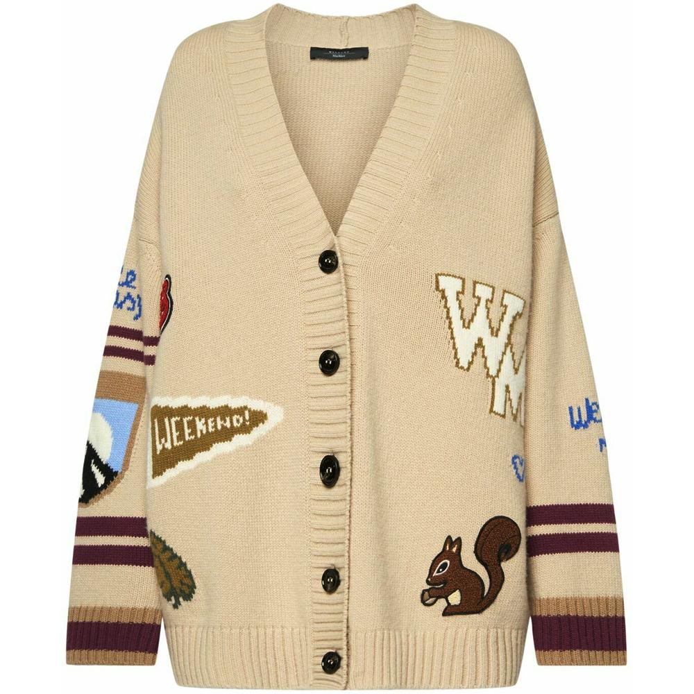 Max Mara Beige V-Neck Cardigan 2425346052 001
