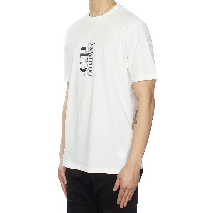 CP Company Vertical Logo Cotton T-Shirt White Men’s Top