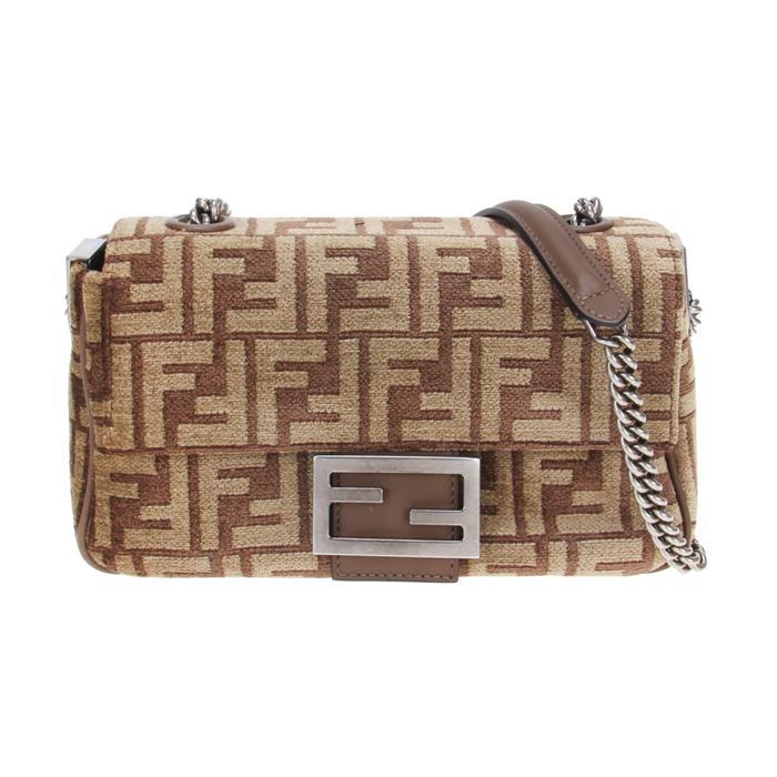 FENDI Baguette Chain Medium Fabric Shoulder Bag