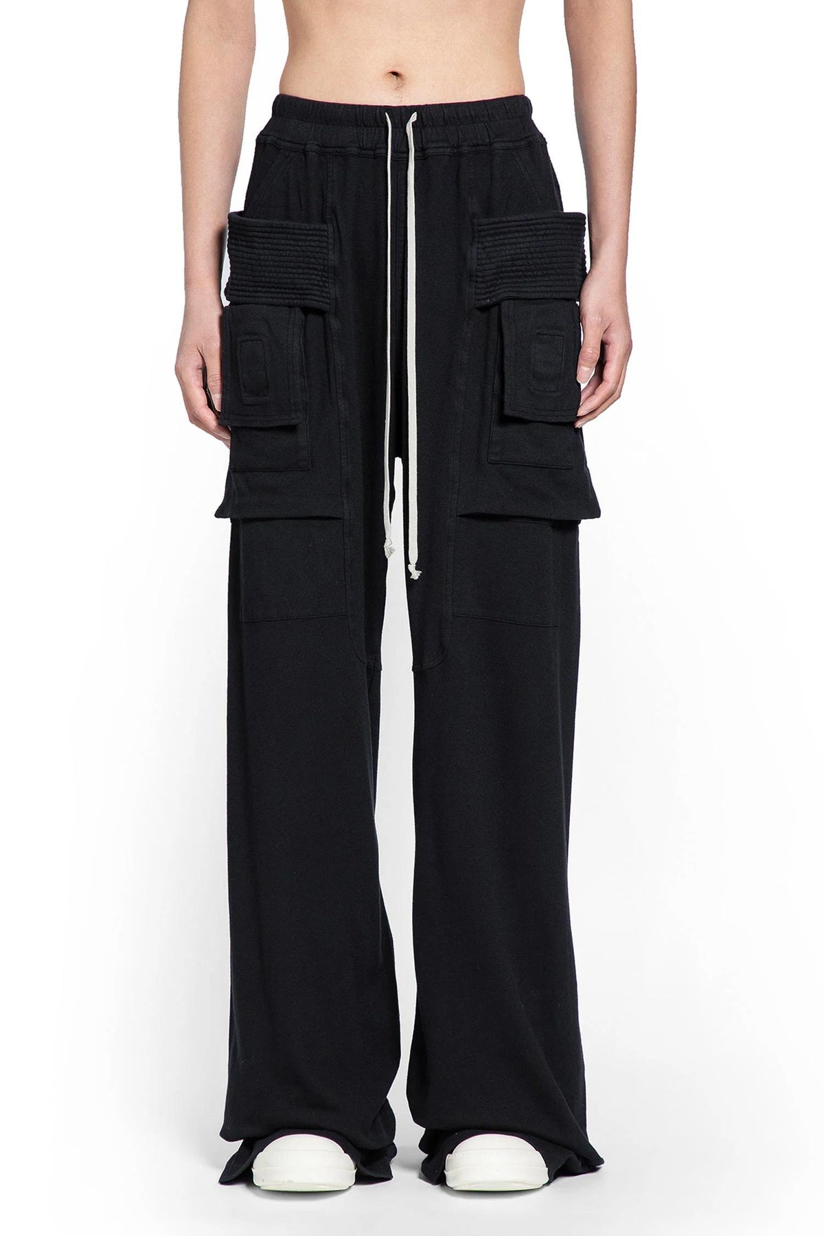Rick Owens DRKSHDW Wide Creatch Cargo Pants Black Double Brushed Jersey