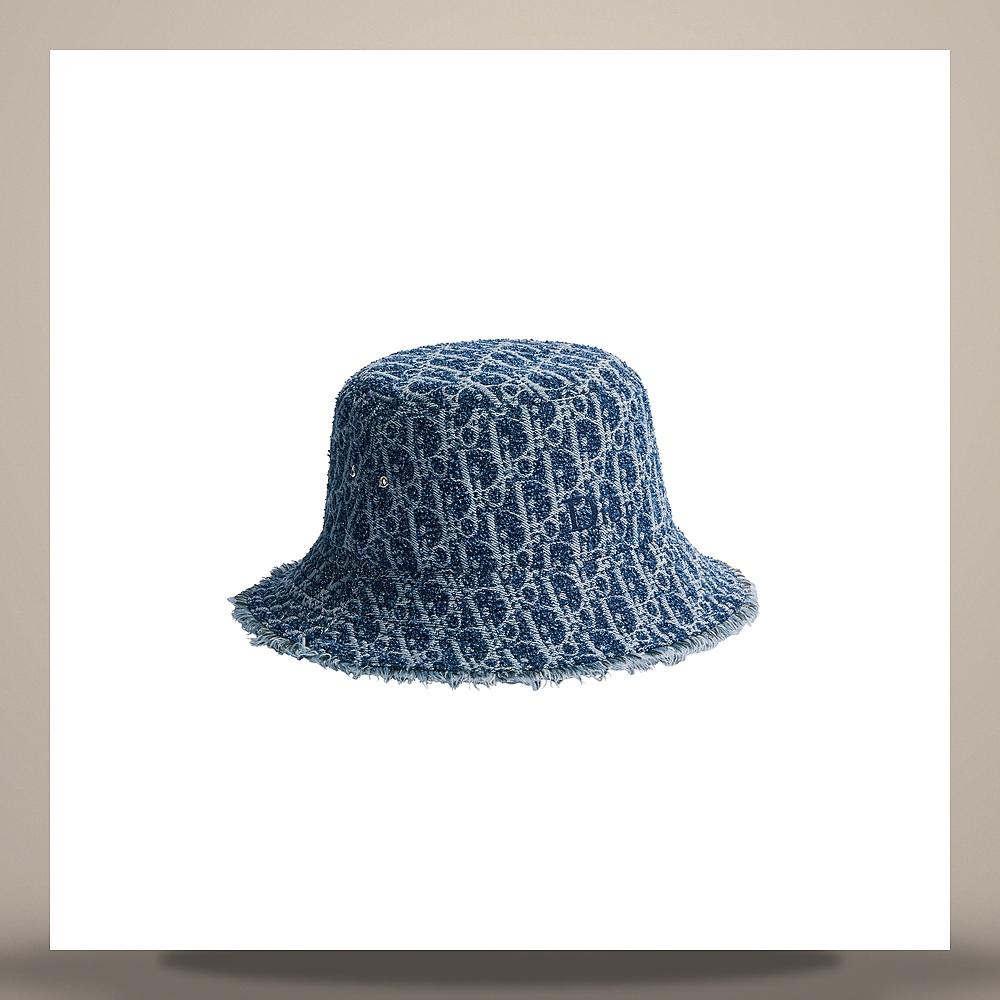 DIOR Blue Stonewashed Denim Jacquard Dior Oblique Bucket Hat 693C904A3088 C580