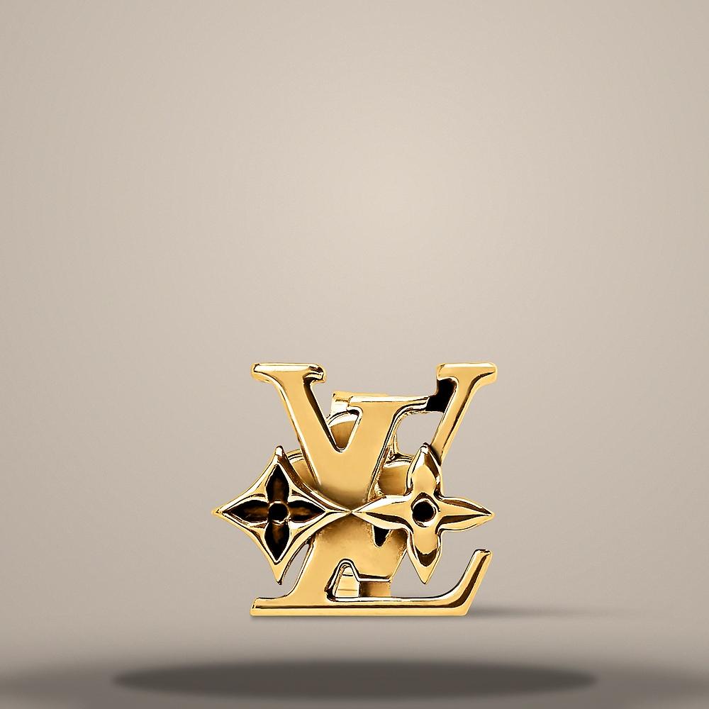Louis Vuitton Monogram Low Earrings Gold-Tone 1cm Men’s Jewelry M03830