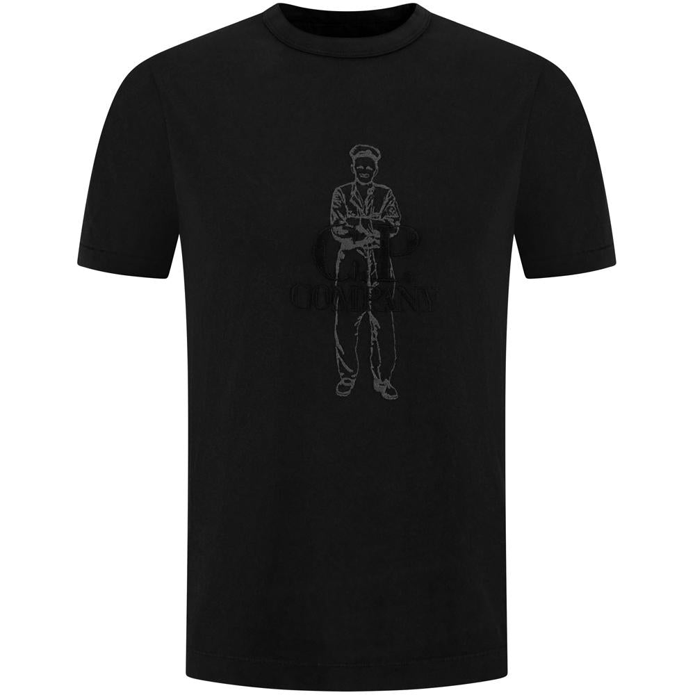 CP Company Embroidered Logo T-Shirt Black 18CMTS288A 006057O 999