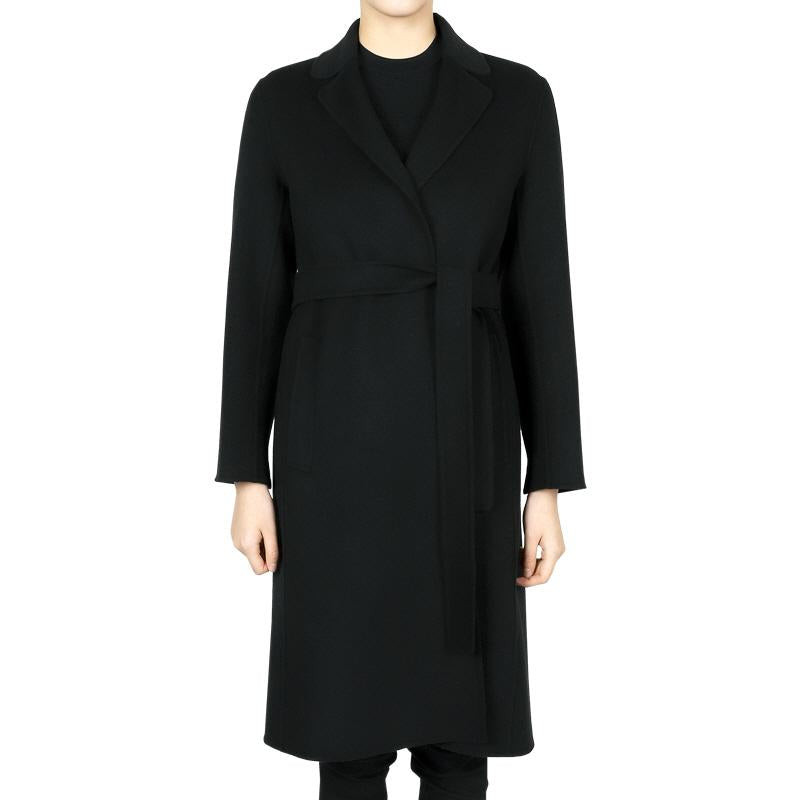 Max Mara Women’s PAULINE Belted Wool Long Coat Black 2519011121650 013