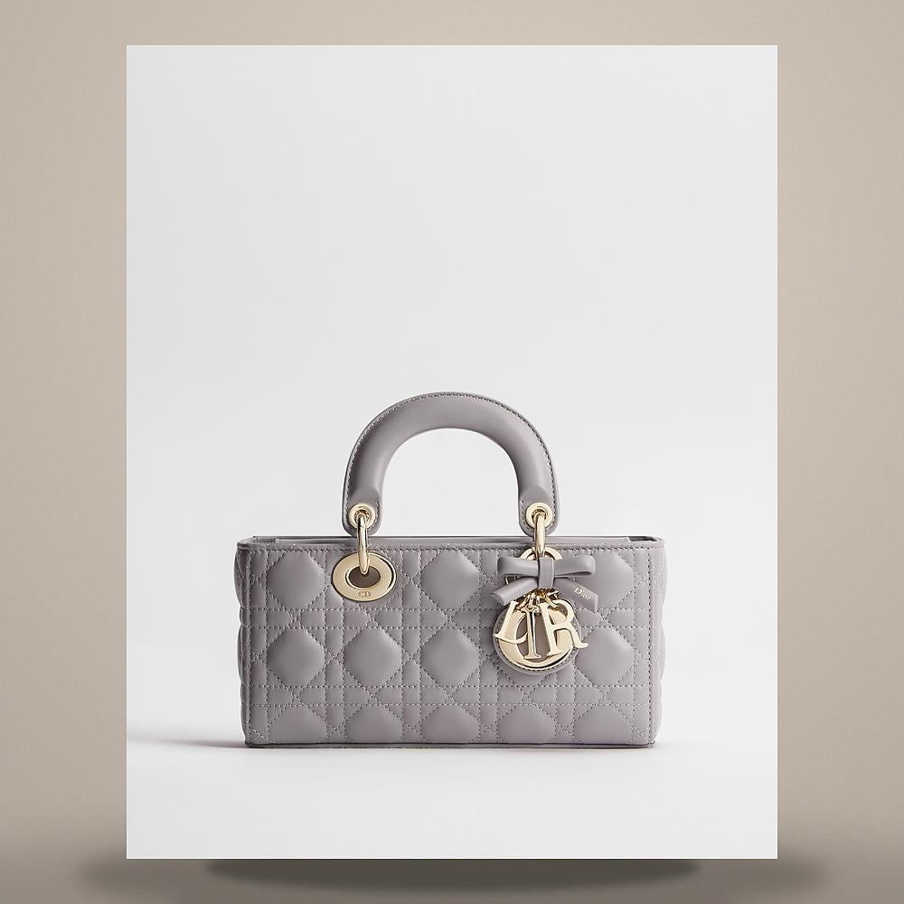 DIOR Lady D-Joy Small Shoulder Bag Trianon Gray Cannage Lambskin M0613OUQA M63G