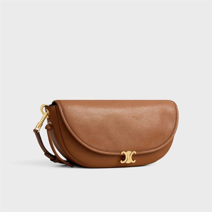 CELINE Little Half Moon Soft Triomphe Supple Shiny Lambskin Shoulder Bag