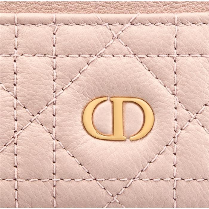 DIOR Caro Freesia Leather Card Holder Wallet