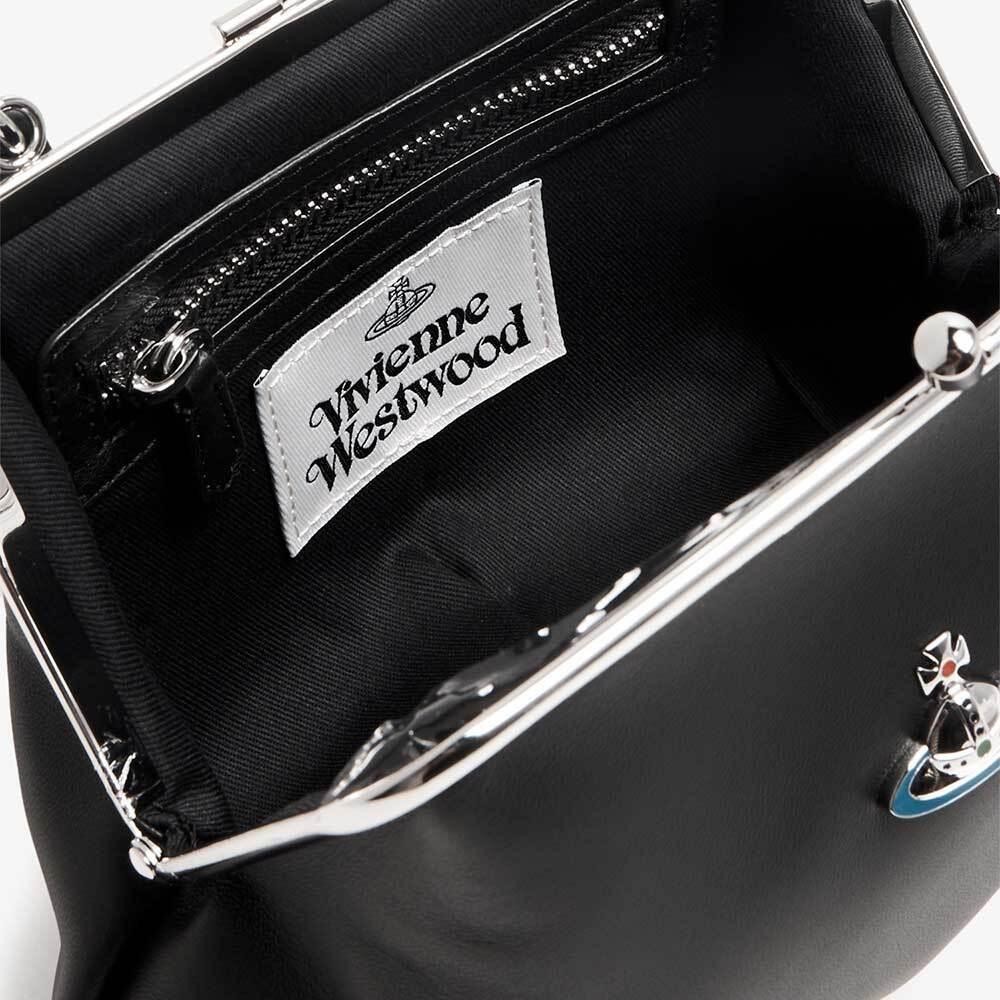Vivienne Westwood Granny Crossbody Shoulder Bag Black Leather