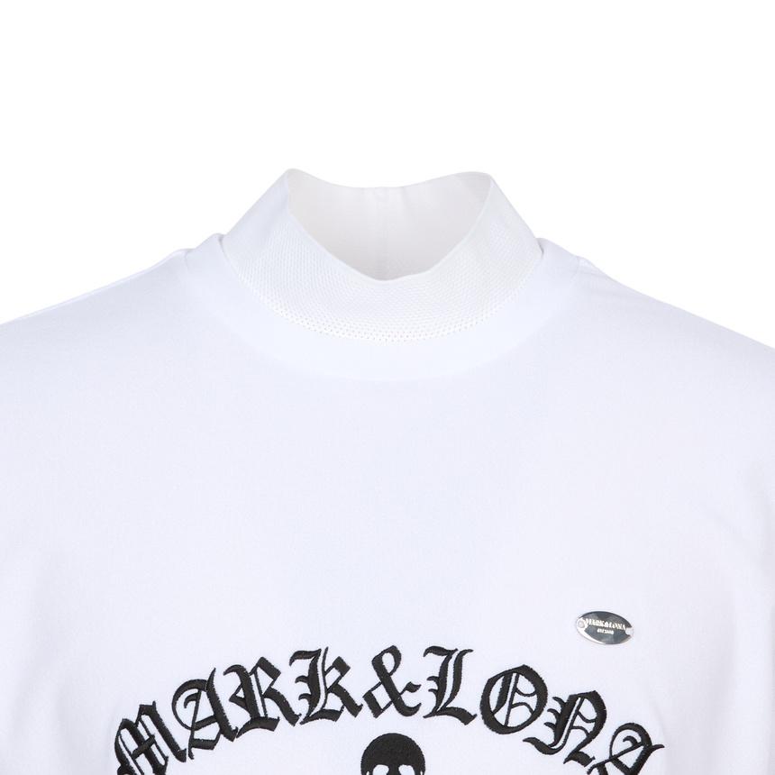 MARK&LONA White Mock Neck Short Sleeve Golf T-Shirt for Men