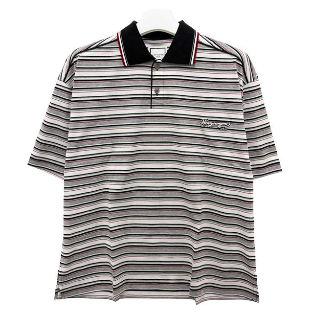 WOOYOUNGMI Stripe Short Sleeve Polo T-Shirt W261TS15 736G