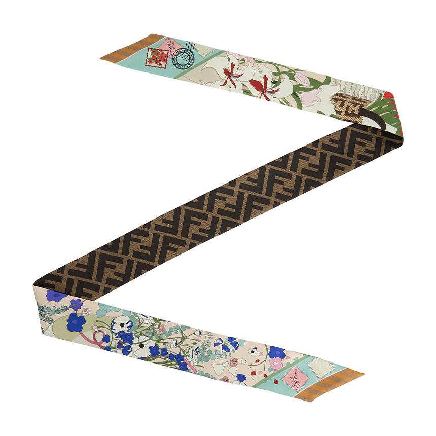 FENDI Optical Print Wrappy Women Silk Scarf Scarf