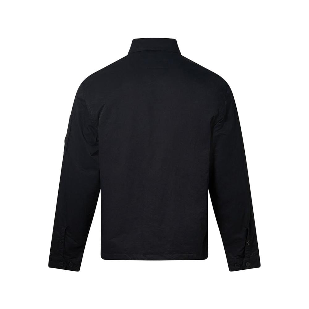 CP Company Black Garment-Dyed Lens Badge Shirt Jacket 19CMOS079A 110201G 999