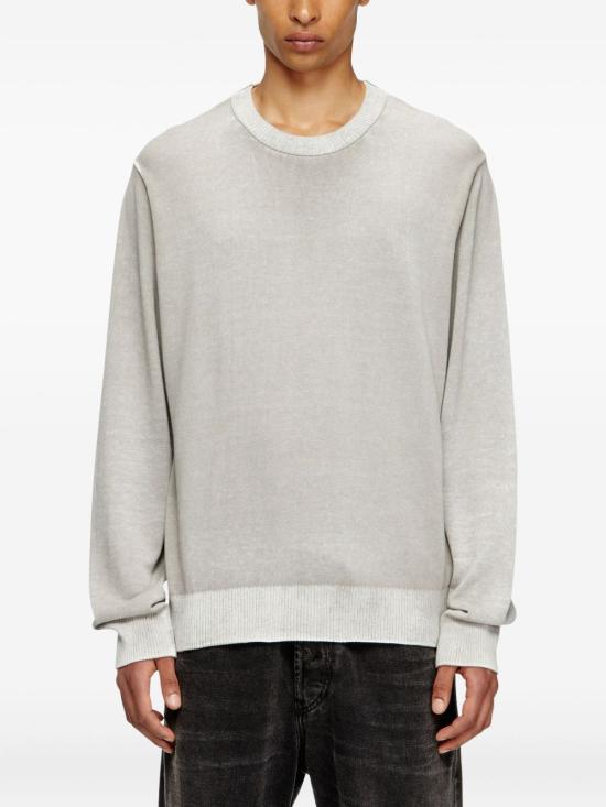 DIESEL Reverse Print Cotton Crewneck Sweater Black Men A111870BEAR91L