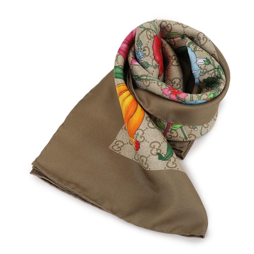 GUCCI Print GG Silk Twill Carré Scarf