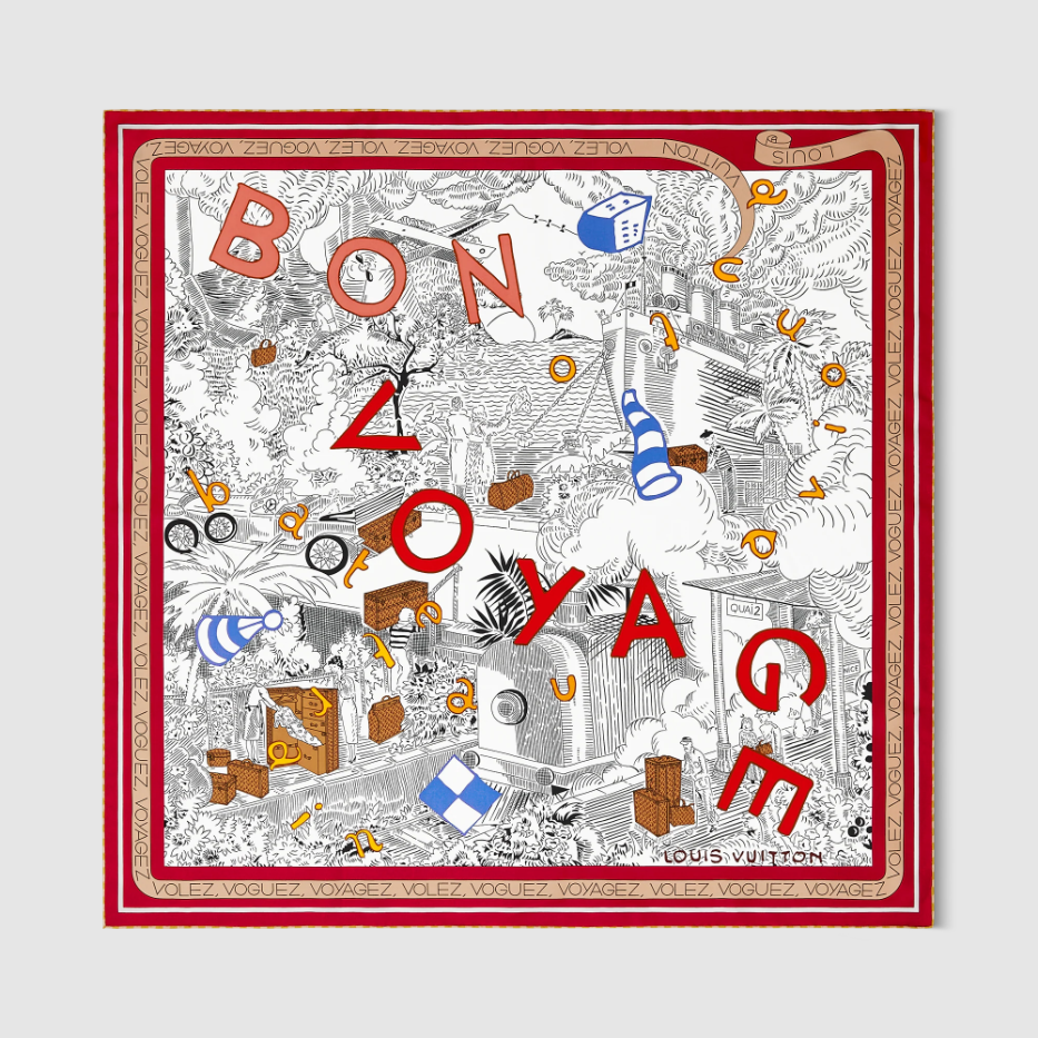 Louis Vuitton Bon Voyage Square Silk Scarf 90cm M96460