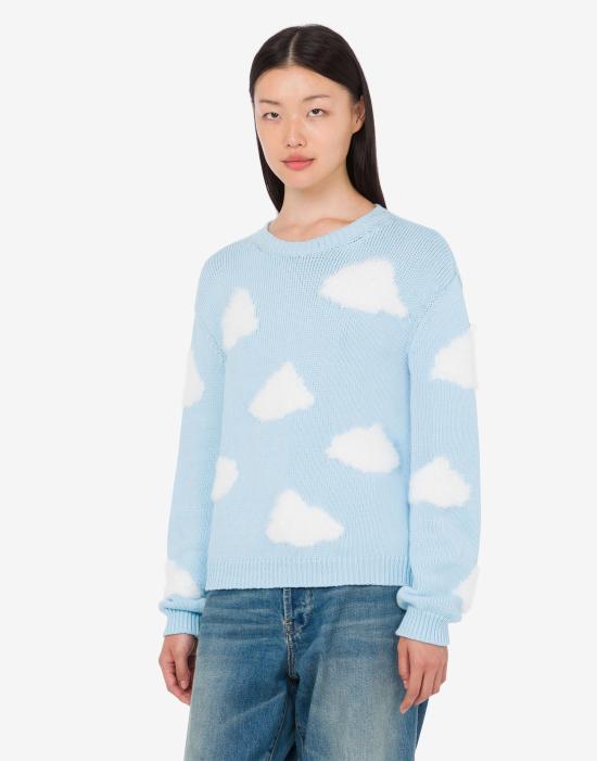 Moschino Blue Wool Round Neck Knit Sweater AEF261E 09360507 AEF0888