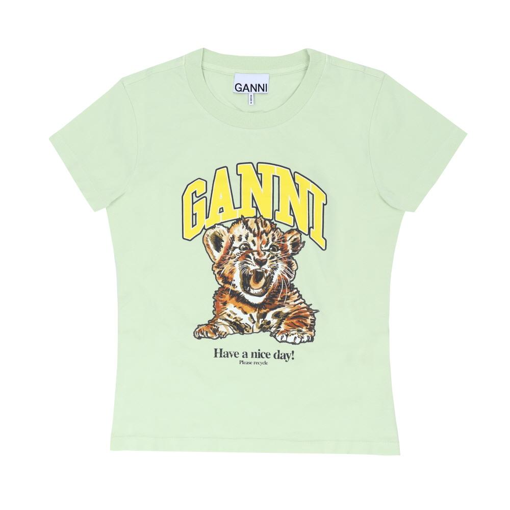 GANNI Tiger Logo Baby Fit Short Sleeve Women’s T-Shirt A1050249 ZZ7