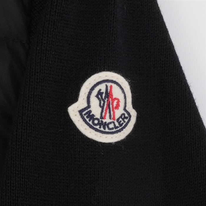 Moncler Square Quilted Wool Zip-Up Cardigan Black