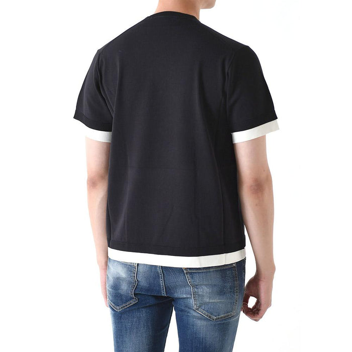 Neil Barrett Bolt Embroidered Layered Short Sleeve T-Shirt Navy