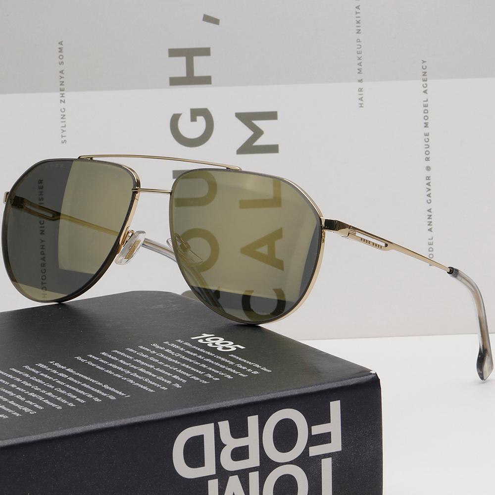 HUGO BOSS Gold Mirror Aviator Metal Sunglasses BOSS1326S J5GUE