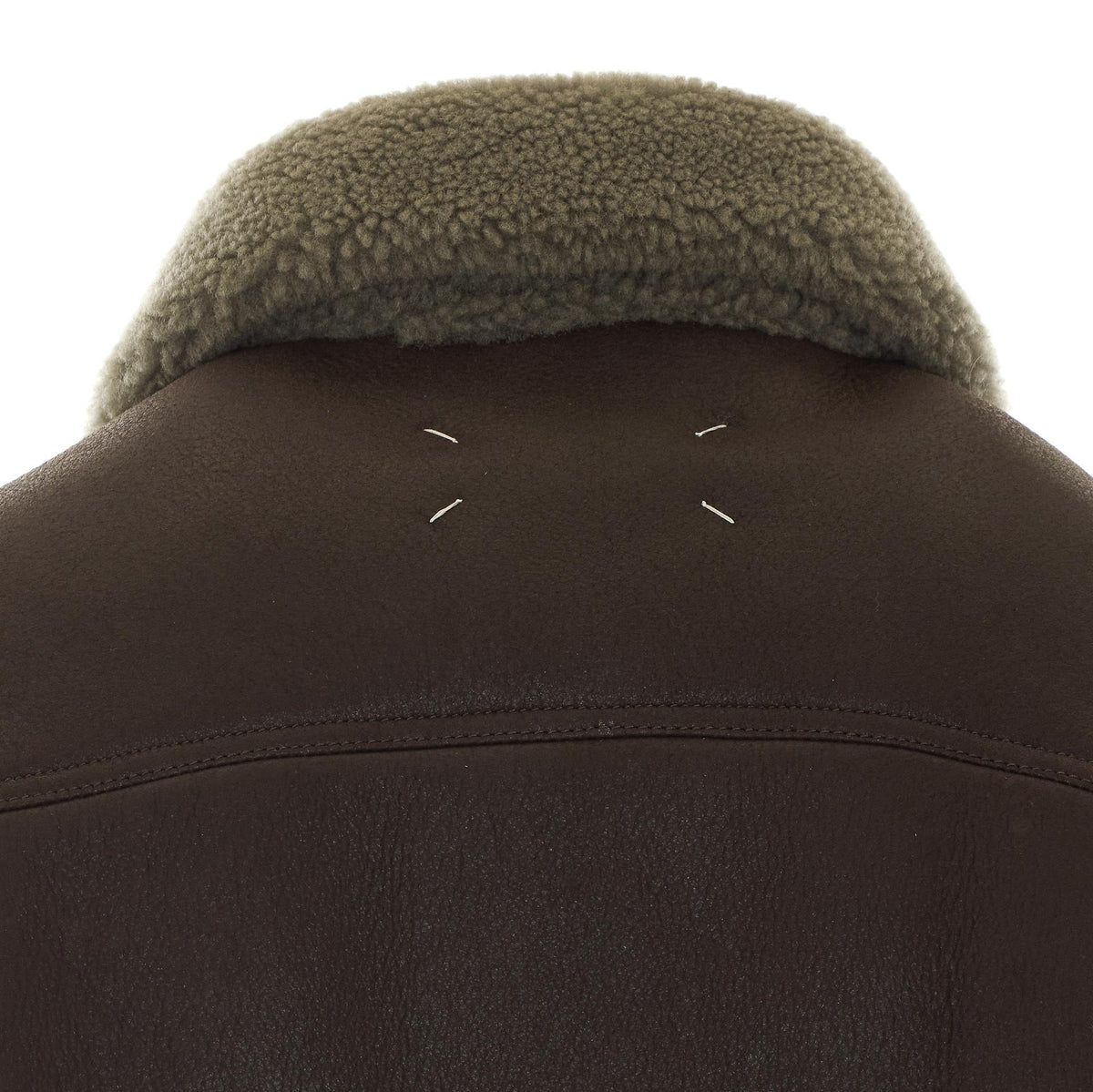 Maison Margiela Brown Shearling Mouton Leather Jacket Men