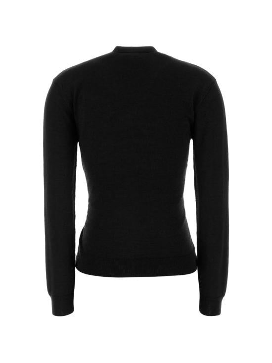 Lemaire Twisted V-Neck Black Knit Cardigan PO0001 LK087999
