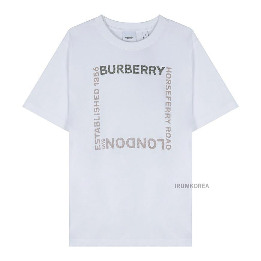 BURBERRY Logo Print Short Sleeve T-Shirt White Women