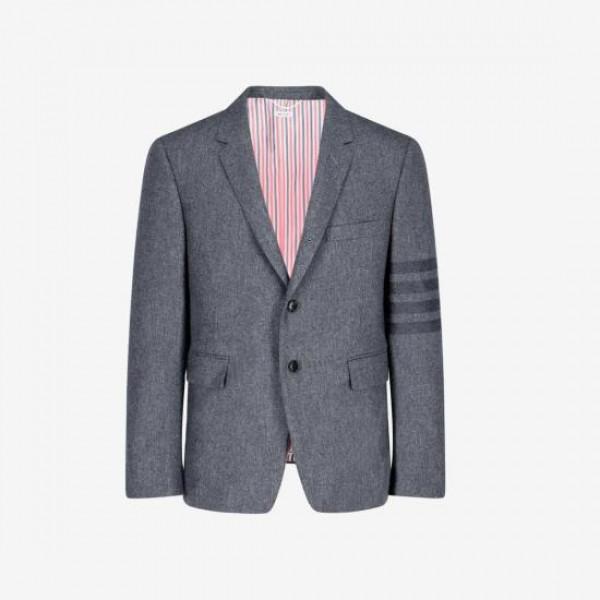 THOM BROWNE 4-Bar Flannel Wide Lapel Sport Coat FBC357V 06393 035