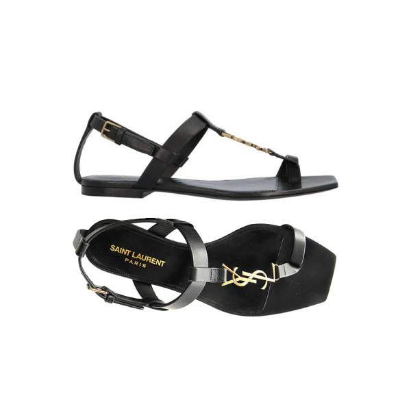 Saint Laurent Cassandra Flat Sandals Black