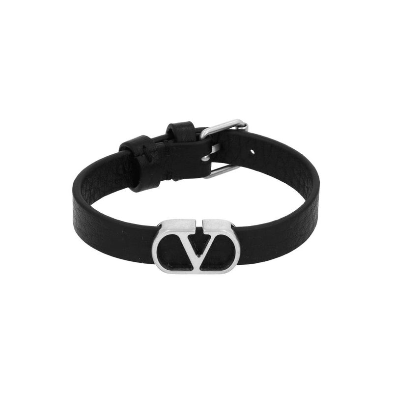 VALENTINO Garavani V-Logo Leather Bracelet for Men 8Y2J0X63 GMY 0NO