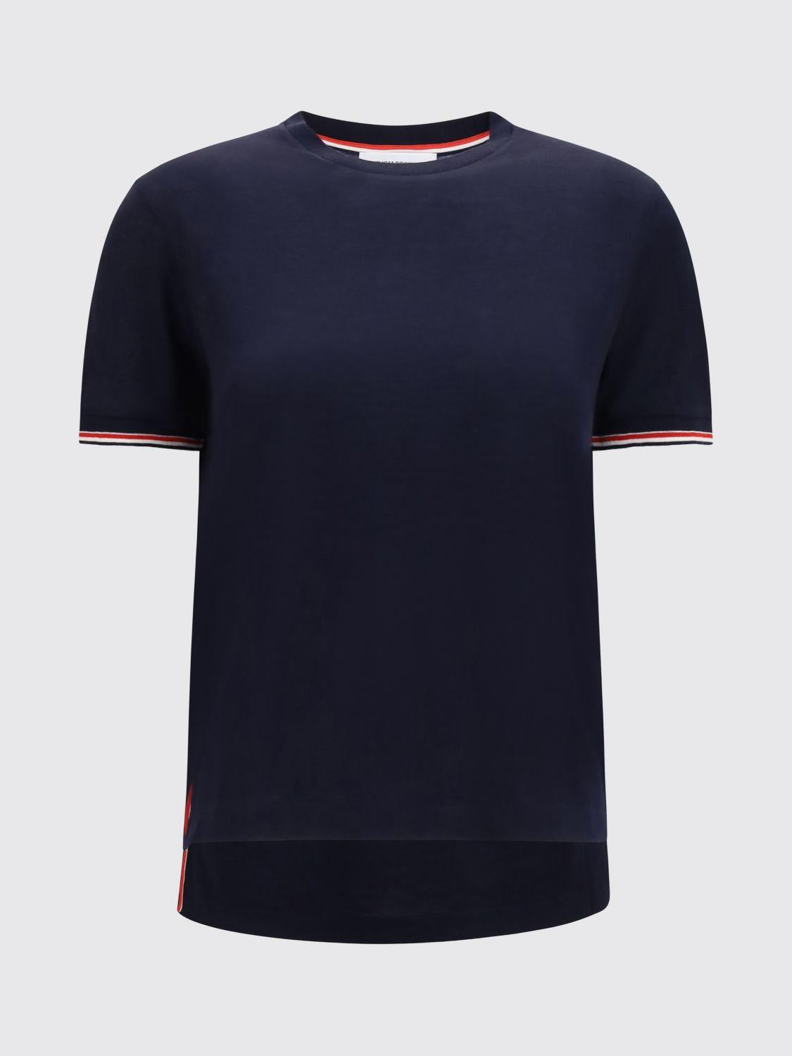 THOM BROWNE Navy Cotton Short Sleeve T-Shirt
