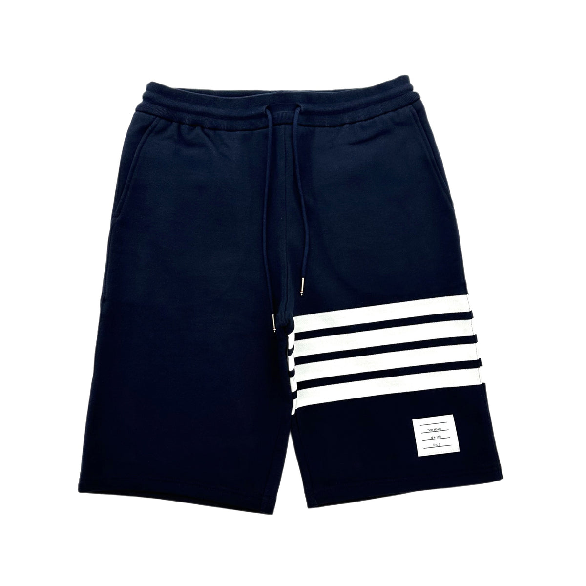 THOM BROWNE Striped Armband Fleece Sweat Shorts Navy Men’s