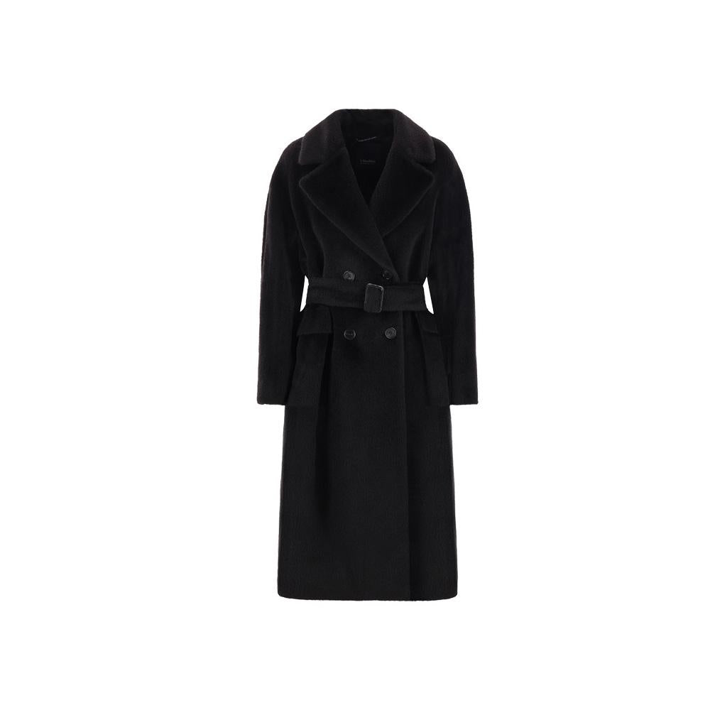 Max Mara Black Belted Wool Coat 2429016173 004