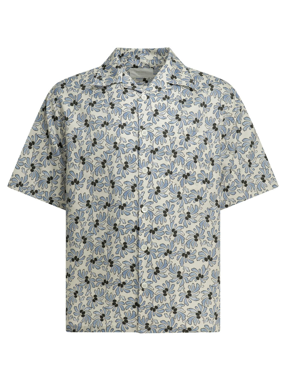 PRADA Black Cotton Short Sleeve Button-Up Shirt