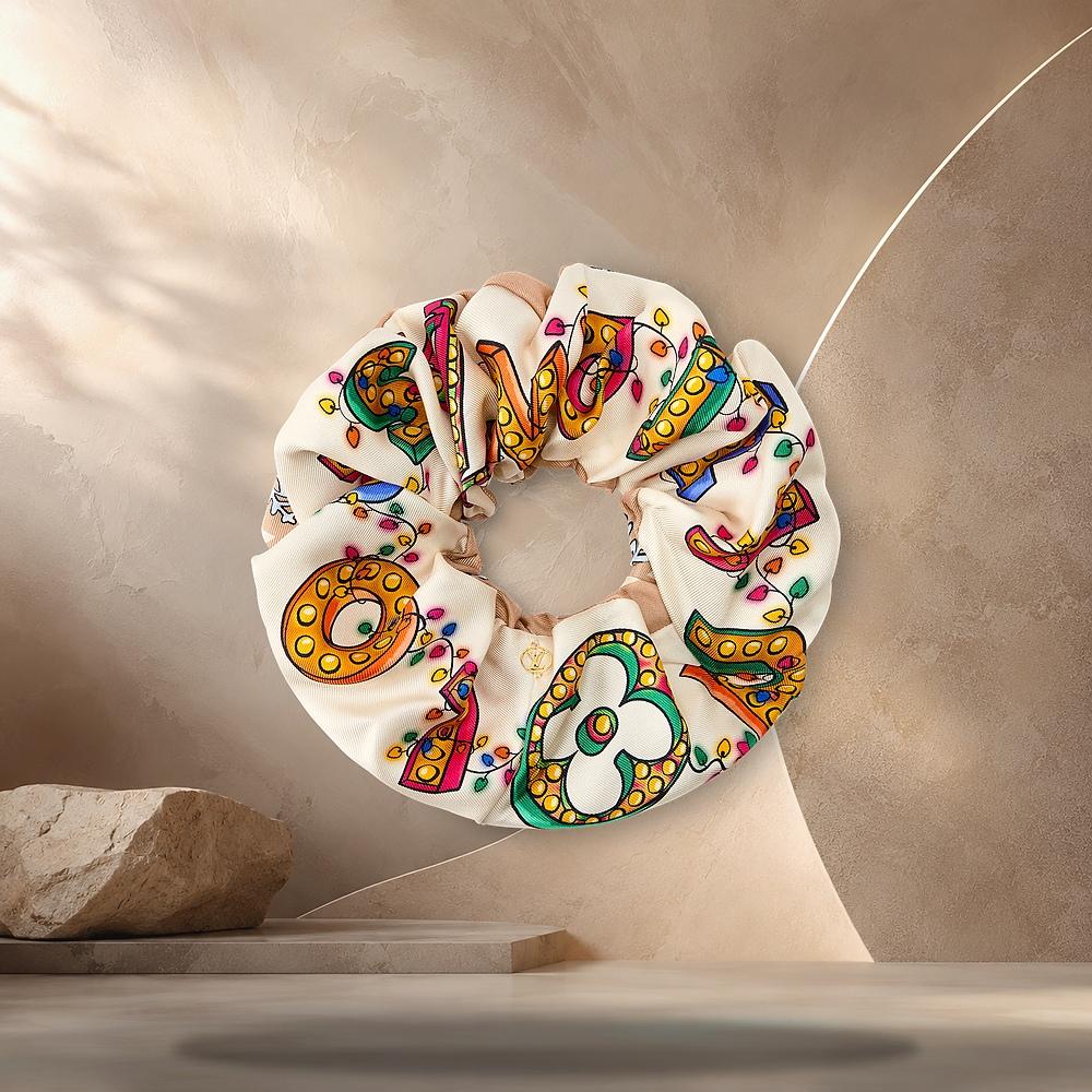 Louis Vuitton Vivienne Winter Celebration White Scrunchie Hair Band M97222