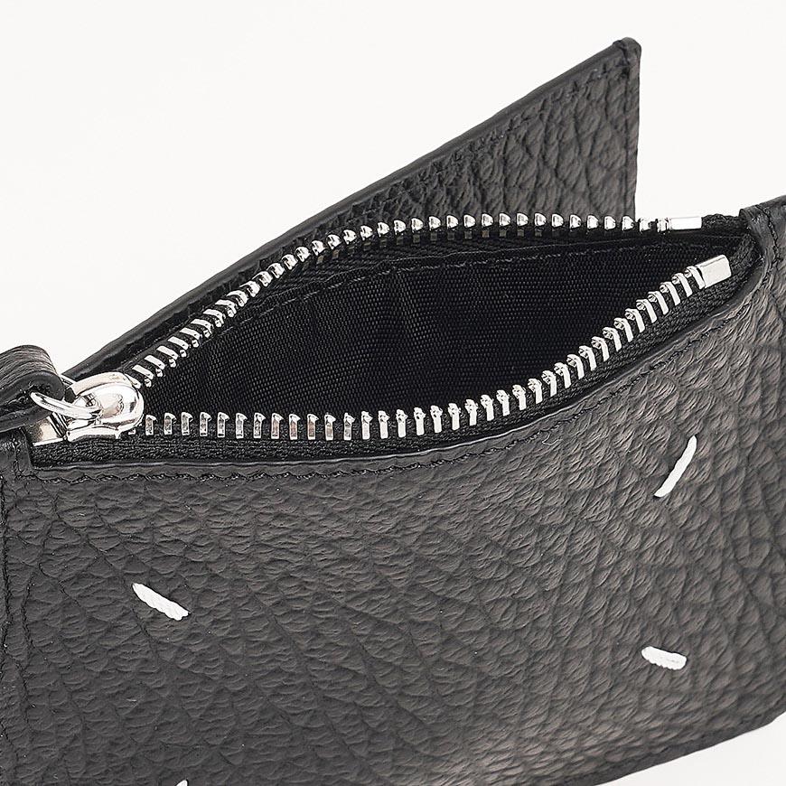 Maison Margiela Four-Stitch Leather Money Clip Wallet Black